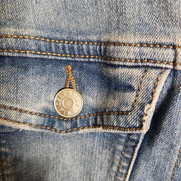 Celebrity Pink Cropped Stretch Denim Trucker Jacket Size M - Picture 4 of 6